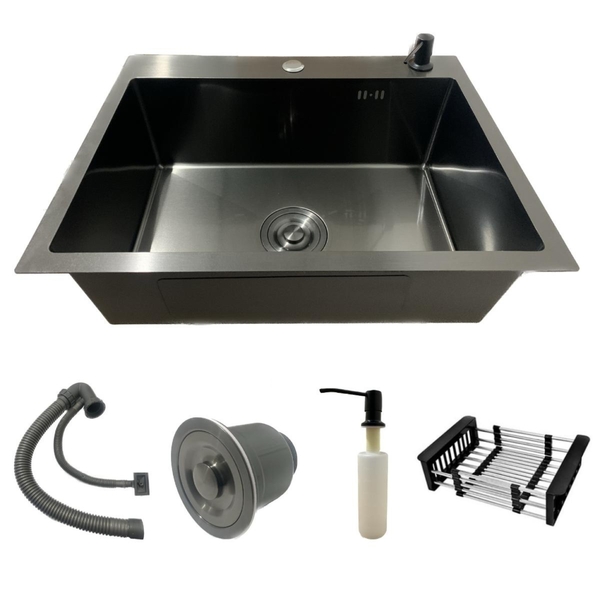 Cuba Cozinha Pia Inox Preta Quadrada Gourmet Com Acessórios.