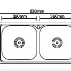 Cuba de aço inox  gourmet Dupla Escovada 83 x 43 x 21