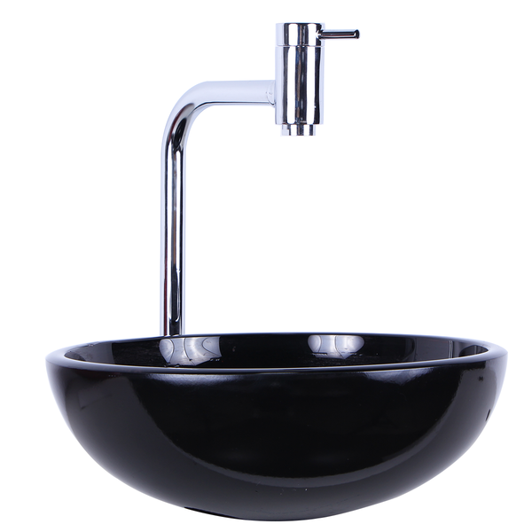 Cuba De Apoio 30cm Preto + Torneira Link + Válvula Para Banhe