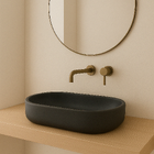 Cuba De Apoio Banheiro Concreto Rustica Pedra Natural Carvao