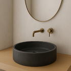 Cuba De Apoio Banheiro Concreto Rustica Pedra Natural Preta Z