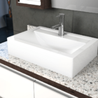 Cuba De Apoio Banheiro Marmorite Branco Retangular Toleato Br