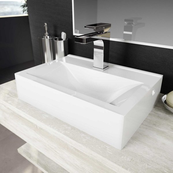 Cuba De Apoio Banheiro Marmorite Branco Retangular Toleato Br