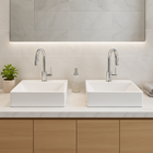 Cuba de Apoio Banheiro Quadrada Mármore Sintético Branco Brov