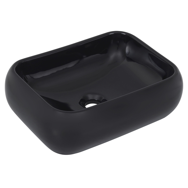 Cuba de Apoio Retangular Cerâmica Cannes 41x31cm Preta Sensea