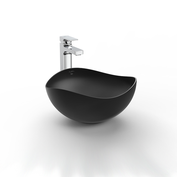 Cuba de Apoio Cerâmica Preta Fosca Redonda 18x37x37cm Ruy Ohtake Roca