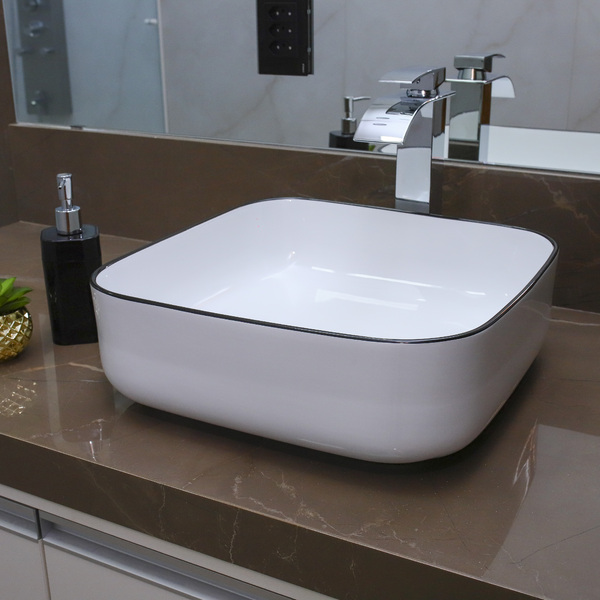 Cuba De Apoio Em Cerâmica Para Lavabos E Banheiros - Branca C