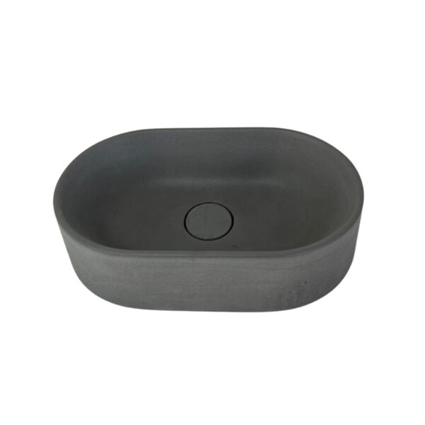 Cuba de Apoio em Cimento Oval Cinza 12,5x43cm Yby Decor