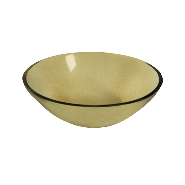 Cuba de Apoio em Vidro Redonda 30cm diâmetro Dourada VBCristais