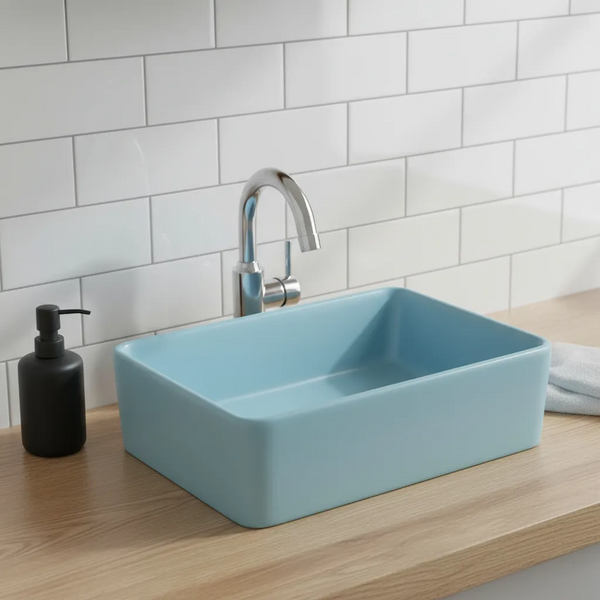 Cuba De Apoio Evier Verde Aqua 36x23x12 Banheiro Pequeno