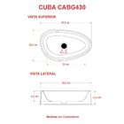 Cuba De Apoio Gota Bg43 43,5x26,5cm Lapimat Preto Granit Matte