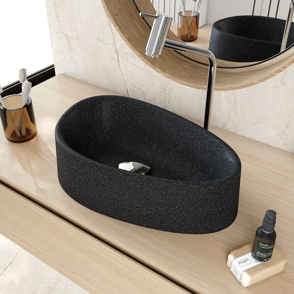 Cuba De Apoio Gota Bg43 43,5x26,5cm Lapimat Preto Granit Matte