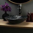 Cuba de Apoio L' Harmonie em Mármore Negro Polido D40xA12cm