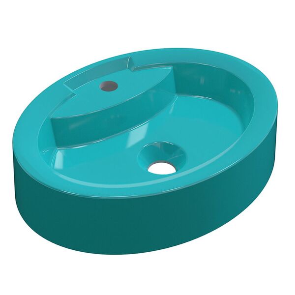 Cuba De Apoio Oval C01 Para Banheiro Onix O43 Azul Turquesa -