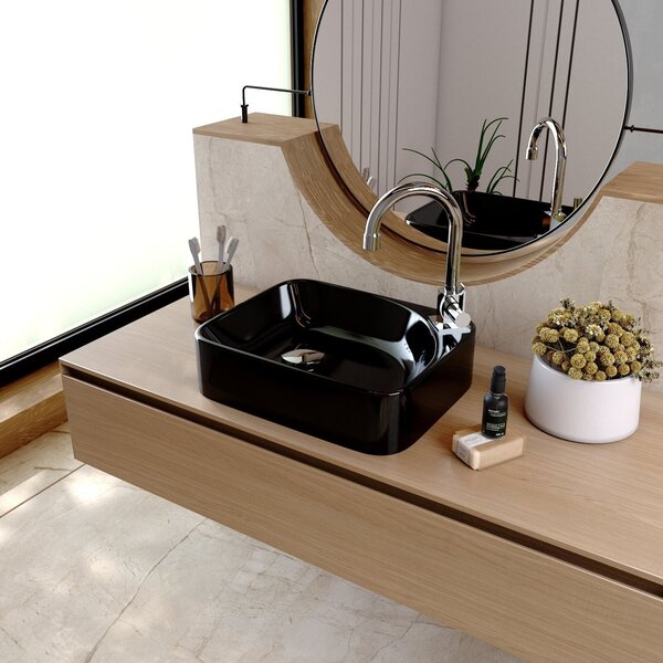 Cuba De Apoio Para Banheiro Cross Ro36 Retangular Preto