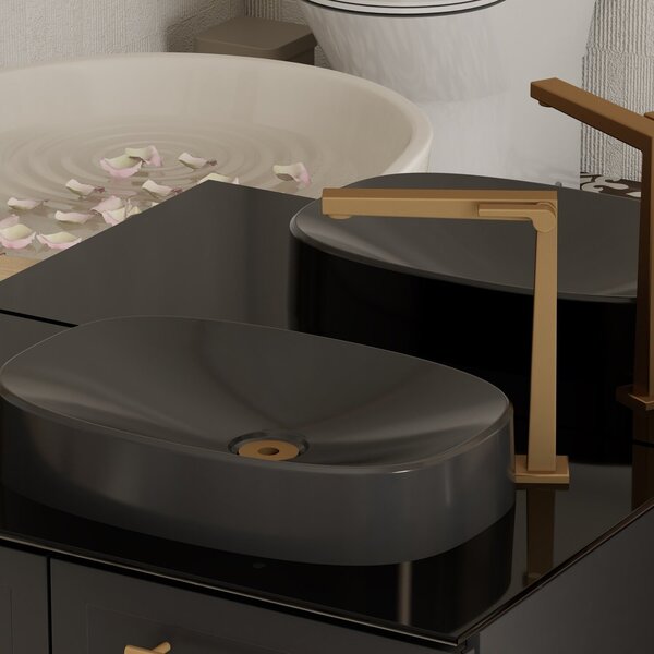 Cuba De Apoio Para Banheiro Em Mármore Sintético Zenn Preto