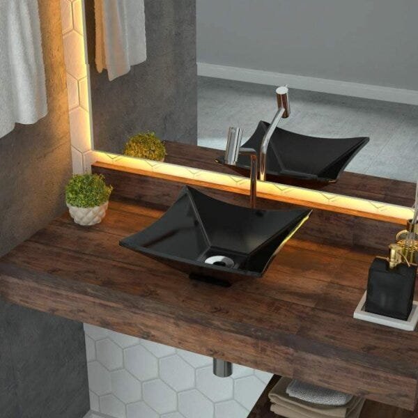 Cuba De Apoio Para Banheiro L30 Lux Quadrada Folha Compace Pr