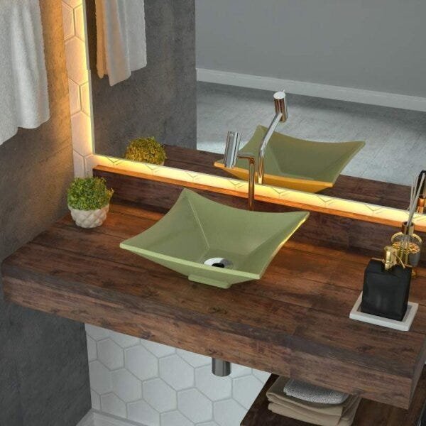 Cuba De Apoio Para Banheiro L30 Lux Quadrada Folha Compace Ve