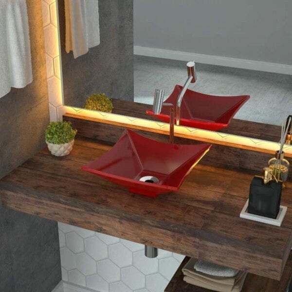 Cuba De Apoio Para Banheiro L30 Lux Quadrada Folha Compace Ve