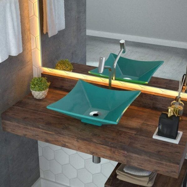 Cuba De Apoio Para Banheiro L34 Lux Quadrada Folha Compace Az