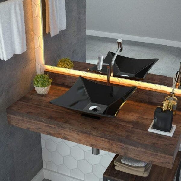 Cuba De Apoio Para Banheiro L34 Lux Quadrada Folha Compace Pr