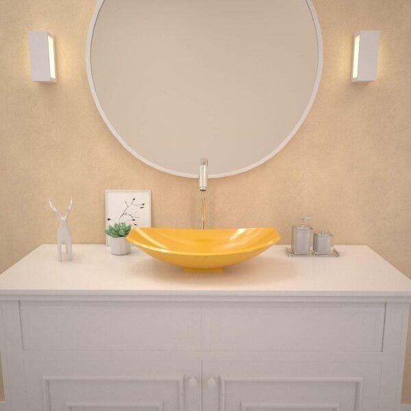 Cuba De Apoio Para Banheiro L45 Lux Canoa Compace Amarelo