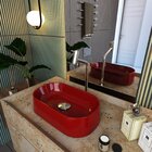 Cuba De Apoio Para Banheiro Laila O42 Oval Compace Vermelho