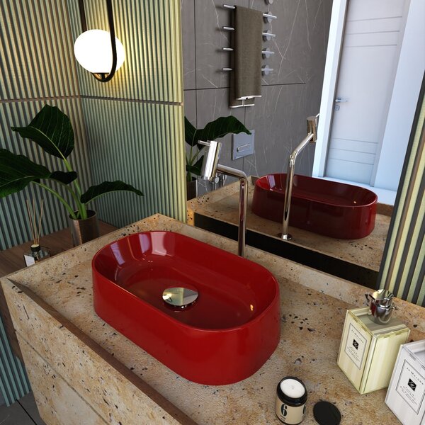 Cuba De Apoio Para Banheiro Laila O42 Oval Compace Vermelho