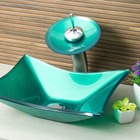 Cuba De Apoio Para Banheiro Lavabo De Vidro Retangular Verde