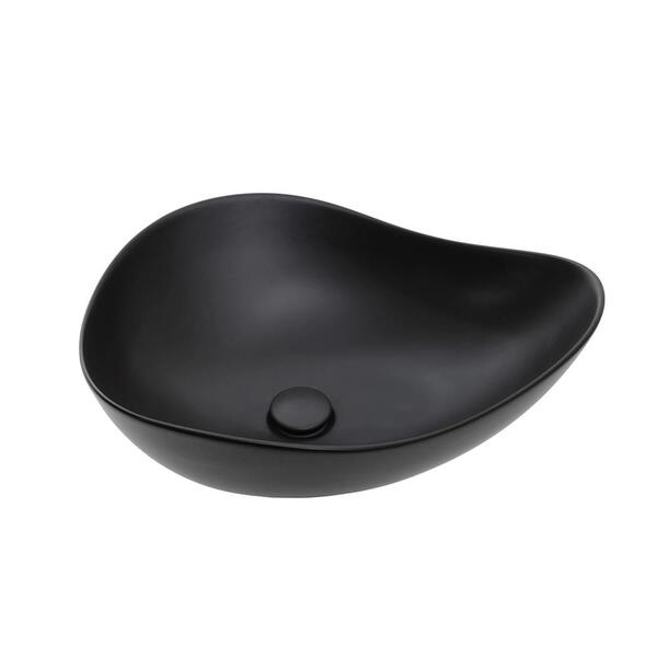 Cuba De Apoio Para Banheiro Oval Louça Cerâmica 51cm Obsidian