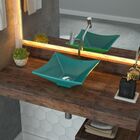 Cuba De Apoio Para Banheiro Quadrada C01 Lux Azul Turquesa -