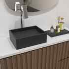 Cuba De Apoio Para Banheiro Quartzo 40x30cm Preto Fosco Ventu