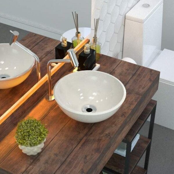 Cuba De Apoio Para Banheiro R30w Redonda Compace Bege