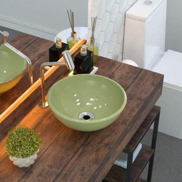 Cuba De Apoio Para Banheiro R30w Redonda Compace Verde Acqua