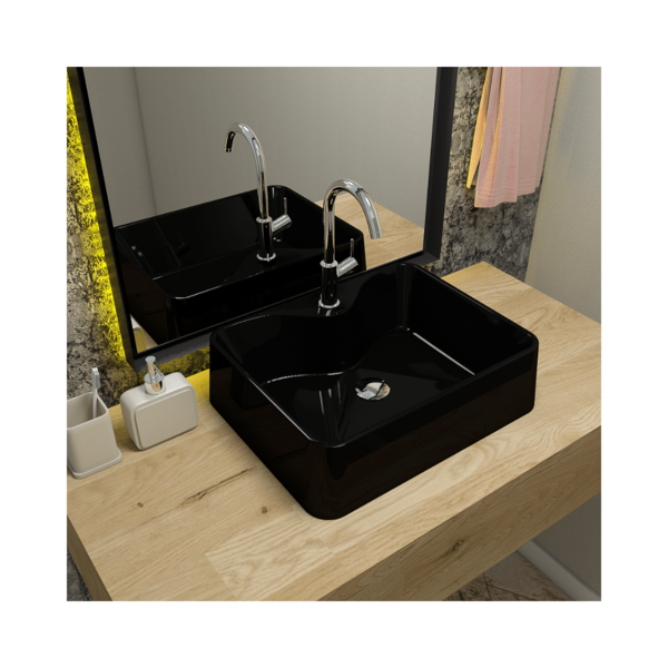 Cuba De Apoio Para Banheiro Retangular Maria Preto