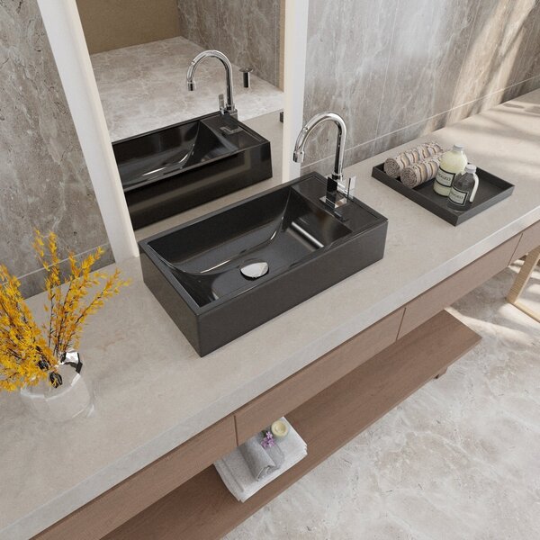 Cuba De Apoio Para Banheiro Roma Rl545 Retangular Preto