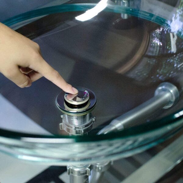 Cuba De Apoio Para Lavatório Vidro Cristal Transparente 31cm