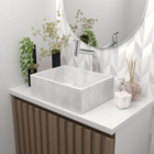 Cuba de Apoio Pedra Ardósia Retangular 30x40x12cm Concreto Venturi