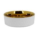 Cuba De Apoio Redonda  Gold Dourada Art 36x36cm Cuba37