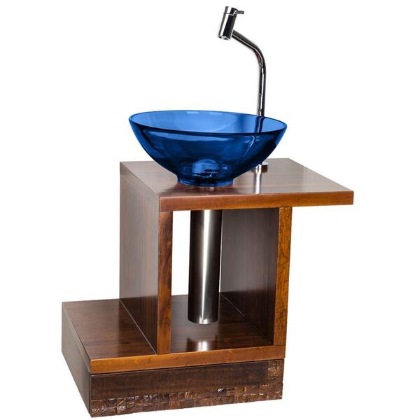 Cuba De Apoio Redonda Azul 36,5cm X 12cm - Modelo Granada