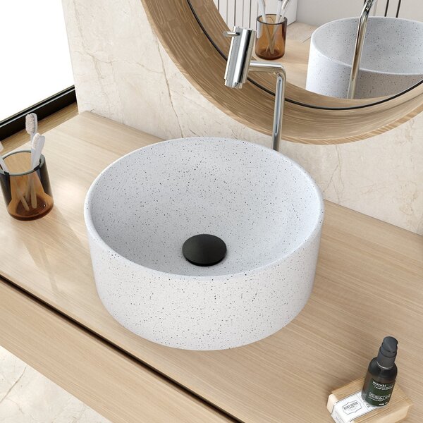 Cuba De Apoio Redonda Bl34 34x34cm Lapimat Branco Granit Matte