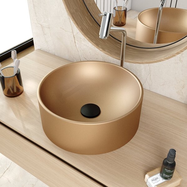 Cuba De Apoio Redonda Bl34 34x34cm Lapimat Cobre Matte Fosca