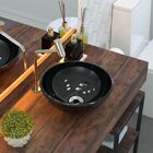 Cuba De Apoio Redonda C01 Para Banheiro R30w Preto Brilho - L