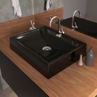 Cuba De Apoio Retangular C01 Para Banheiro Rt49 Preto Brilho