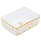 Cuba De Apoio Retangular Dourada + Misturador Dourado + Válvu