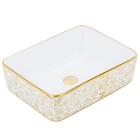 Cuba De Apoio Retangular Floral Dourado Griff Inox