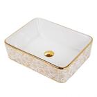 Cuba De Apoio Retangular Floral Dourado Griff Inox