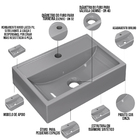 Cuba De Apoio Retangular Para Banheiro Lavabo C01 Q450 Cinza