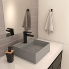 Cuba de Apoio Cerâmica Quadrada Stone com Mesa 12,5x35x35cm Terra Roca