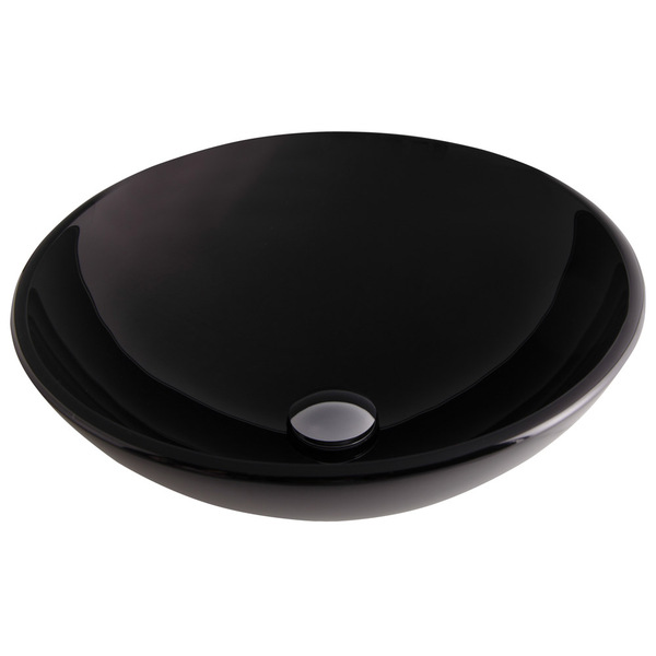 Cuba de Apoio Vidro Redonda Preta 31x11cm Astra